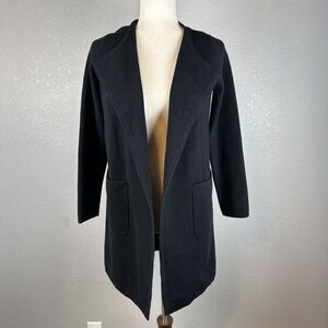 J. Crew Womens Juliette Collarless Sweater Blazer Size XS Black Cotton Wool